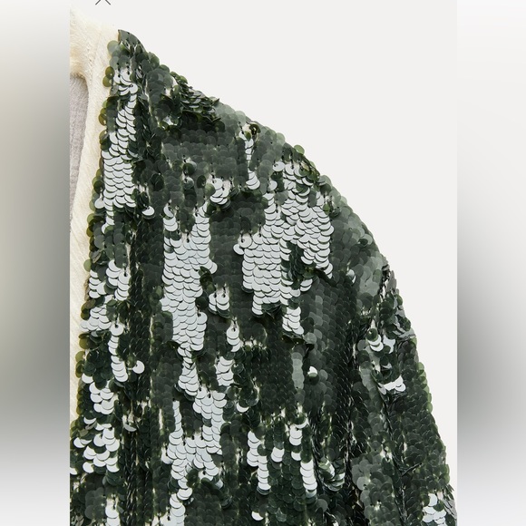 Zara green SEQUIN BLAZER ZW COLLECTION party wedding - Picture 5 of 11